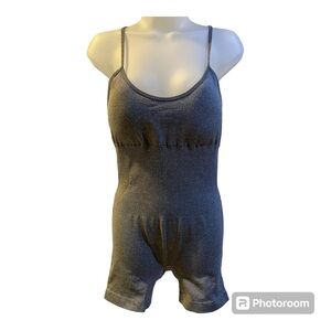 NWT Halara Bodysuit Size L Grey Adjustable Padded Tank Style Shorts